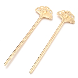 Real 14K Gold Plated Alloy Hair Sticks, Flower, Cadmium Free & Nickel Free & Lead Free, Real 14K Gold Plated, 158x41.5x4.5mm