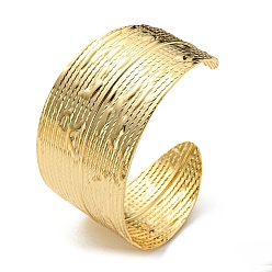 Real 18K Gold Plated Rack Plating Brass Wide Cuff Bangles, Lead Free & Cadmium Free, Real 18K Gold Plated, Inner Diameter: 2-1/4 inch(5.8cm)