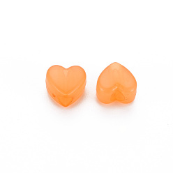Dark Orange Imitation Jelly Acrylic Beads, Heart, Dark Orange, 8x8.5x5.5mm, Hole: 2.5mm, about 2030pcs/500g