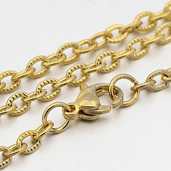 Golden 304 Stainless Steel Cable Chain Necklaces, with Lobster Claw Clasps, Golden, 23.4 inch(59.4cm), 3mm