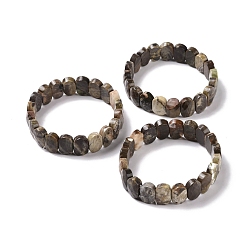 Jaspe Pulsera elástica con cuentas ovaladas de jaspe de piedra de riqueza natural, joyas de piedras preciosas para mujeres, diámetro interior: 2-1/8 pulgada (5.4~5.5 cm)