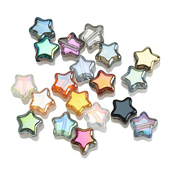 Mixed Color Electroplate Glass Beads, Transparent/Opaque/Half Plated, Star, Mixed Color, 8x4mm, Hole: 1mm