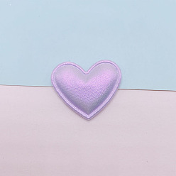 Lila Arco iris iridiscente efecto láser en relieve forma de corazón coser en accesorios de adorno, diy costura artesanía decoración adornos colgantes, lila, 35x30 mm