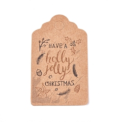 BurlyWood Paper Gift Tags, Hange Tags, For Arts and Crafts, For Christmas, with Word Holly & Jolly, BurlyWood, 50x30x0.3mm, Hole: 5mm