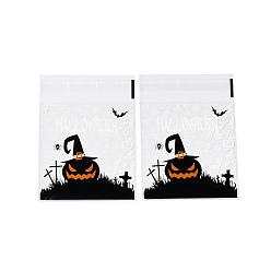Black Halloween Theme Plastic Bakeware Bag, with Self-adhesive, for Chocolate, Candy, Cookies, Square, Black, 130x100x0.2mm, about 100pcs/bag