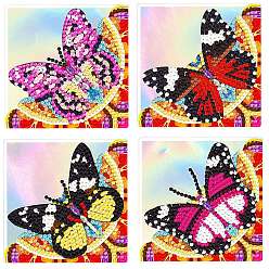 Butterfly DIY Diamond Corner Bookmarks Kit, Including Resin Rhinestones Bag, Diamond Sticky Pen, Tray Plate and Glue Clay, Butterfly, 95x95mm