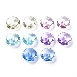 Couleur Mélangete Perles acryliques transparentes, plat rond, couleur mixte, 14x7mm, Trou: 2mm, environ615 pcs / 500 g