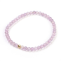 Amethyst Natural Amethyst Stretch Bracelets, with 925 Sterling Silver Spacer Beads, Round, 2-1/8 inch(5.5cm)