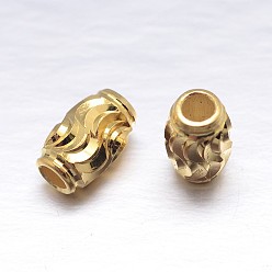Real 18K Gold Plated Real 18K Gold Plated Oval 925 Sterling Silver Beads, Golden, 8x5mm, Hole: 2.2mm, about 67pcs/20g
