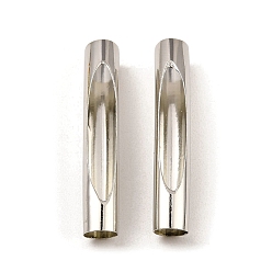 Platino Perlas de tubo de latón, tubo curvado hueco, Platino, 32x5 mm, agujero: 4.5 mm