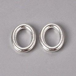 Silver Tibetan Style Linking Rings, Oval Ring, Cadmium Free & Lead Free, Silver, 16x12.5x2.5mm, Hole: 11mm