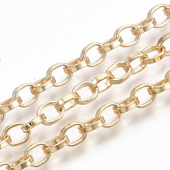 Light Gold Iron Cable Chains, Unwelded, with Spool, Flat Oval, Light Gold, 5.5x4.3x1.2mm, about 164.04 Feet(50m)/roll