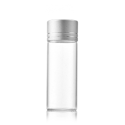 Серебро Четкие стеклянные бутылки шарик контейнеры, Пробирки для хранения шариков с завинчивающейся крышкой и алюминиевой крышкой, колонка, серебряные, 2.2x6 см, емкость: 12 мл (0.41 жидких унций)