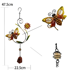 Bees Decoraciones colgantes de vidrio pintado, carillón de viento de hierro, para decoraciones de jardín al aire libre, abejas, 475x225 mm