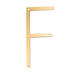 Letter F 201 Stainless Steel Links connectors, Letter, Golden, Letter.F, 37x17.5x1mm, Hole: 1mm