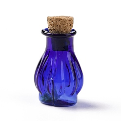 Средно-синий Миниатюрные стеклянные бутылки, с пробками, пустые бутылки желаний, для аксессуаров для кукольного домика, изготовление ювелирных изделий, светло-синий, 25x14 мм