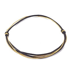 Noir Fabrication de bracelets multibrins en fil de nylon réglable, avec cordon métallique, noir, 0.2 cm, diamètre intérieur: 2~3-3/4 pouce (5~9.5 cm)