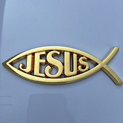 Word Waterproof 3D Jesus Fish ABS Plastic Self Adhesive Sticker, Car Sticker Decals, DIY Car Decoration, Word, 140x45mm
