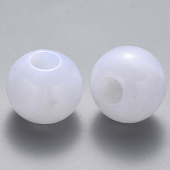 White Acrylic Large Hole Beads, Imitation Gemstone Style, Rondelle, White, 36x31mm, Hole: 13mm, about 20pcs/500g