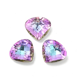 Plum Electroplated Glass Pendants, Back Plated, Faceted, Teardrop Charms, Plum, 12x13x5mm, Hole: 1.2mm