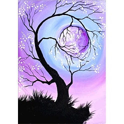 Lilac DIY Scenery 5D Diamond Painting Kits, Including Waterproof Painting Canvas, Rhinestones, Diamond Sticky Pen, Plastic Tray Plate and Glue Clay, Tree Pattern, Lilac, Canvas: 400x300mm
