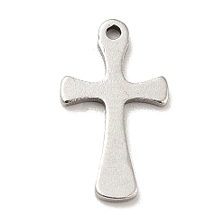 Stainless Steel Color 201 Stainless Steel Pendants, Cross Charms, Stainless Steel Color, 13x7.5x1mm, Hole: 0.8mm