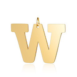 Letter W 201 подвески из нержавеющей стали, буквы, золотые, буква.w, 29.5x43.5x1.5 мм, отверстие : 4.5 мм