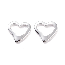 Plata 201 de acero inoxidable que une los anillos, corazón, plata, 14.5x15x1.5 mm, tamaño interno: 11x6 mm