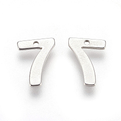 Number 201 Stainless Steel Charms, Number, Num.7, 11x8x0.6mm, Hole: 1mm