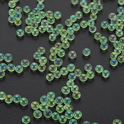 Spring Green DIY 3D Nail Art Decoration Mini Glass Beads, Tiny Caviar Nail Beads, AB Color Plated, Round, Spring Green, 3.5mm, about 450g/bag