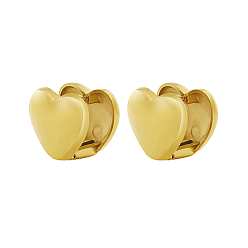 Real 18K Gold Plated Heart 304 Stainless Steel Hoop Earrings for Women, Real 18K Gold Plated, 14x16mm
