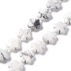 Howlite Chapelets de perles howlite naturelles , Flower 5 pétales, 15x5.5mm, Trou: 1.2mm, Environ 27 pcs/chapelet, 17.13'' (43.5 cm)