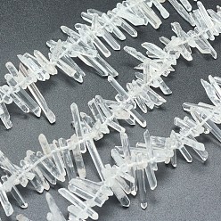 Quartz Crystal Natural Quartz Crystal Beads Strands, Rock Crystal Beads, Nuggets, 13~37x2~4mm, Hole: 0.5mm, about 14.9 inch(38cm)