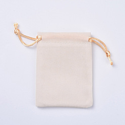Trigo Bolsas de terciopelo de embalaje, bolsas de cordón, trigo, 9.2~9.5x7~7.2 cm