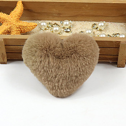 Camel Imitation Fur Pom Pom Balls, for DIY Keychain Bag Making Accessories, Heart, Camel, 10x8cm