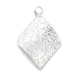 925 Sterling Silver Plated Brass Pendants, Long-Lasting Plated, Cadmium Free & Lead Free, Rhombus, 925 Sterling Silver Plated, 16.5x11x0.7mm, Hole: 1.2mm