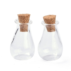 Clear Glass Cork Bottles Ornament, Glass Empty Wishing Bottles, DIY Vials for Pendant Decorations, Clear, 15.5x28mm
