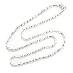 Plata Collares de cadena de serpiente redonda de latón, con cierre de langosta, el color plateado de plata, 22 pulgada, 2 mm