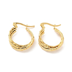 Golden Vacuum Plating 201 Stainless Steel Interlocking Rings Triple Hoop Earrings with 304 Stainless Steel Pins, Intertwined Chunky Jewelry for Women, Golden, 25x20x6mm, Pin: 0.6mm