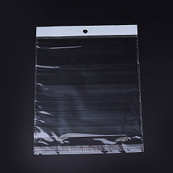 Clair Sacs de cellophane de film de perle, matériel opp, scellage auto-adhésif, avec trou de suspension, rectangle, clair, 22~22.5x12 cm, épaisseur unilatérale: 0.023 mm, mesure intérieure: 17x12 cm, dop: 12x2 cm