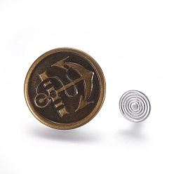Antique Bronze & Couleur Acier Inoxydable Épingles à bouton en fer pour jeans, boutons nautiques, accessoires du vêtement, rond et plat avec motif d'ancrage, bronze antique et couleur d'acier inoxydable, 20x7mm, Trou: 1.5mm, pin: 0.9~2.5 mm