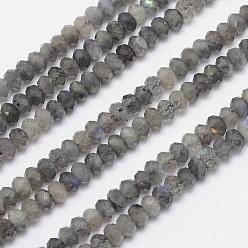 Labradorite Natural Labradorite Bead Strands, Faceted Rondelle, 3x2mm, Hole: 1mm, about 162pcs/strand, 15.5 inch