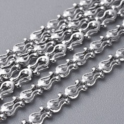 Stainless Steel Color 304 Stainless Steel Chains, Decorative Chain, Flower, Soldered, Stainless Steel Color, 5x3x1.5mm