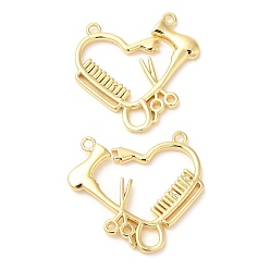 Real 18K Gold Plated Rack Plating Brass Pendants, Long-Lasting Plated, Cadmium Free & Lead Free, Scissors Comb Hair Dryer Charms, Real 18K Gold Plated, 25.5x27.5x2mm, Hole: 1.8mm