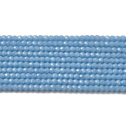 Steel Blue Synthetic Luminous Stone Beads Strands, Faceted, Round, Glow in the Dark, Steel Blue, 4x3.5mm, Hole: 0.7mm, about 102pcs/strand, 14.37 inch(36.5cm)