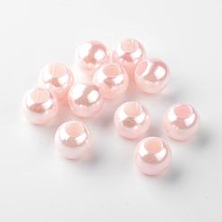 Papaye Perles européennes imitation plastique abs, perles de rondelle avec grand trou , papayawhip, 11.5~12x10mm, Trou: 4~5mm, environ780 pcs / 500 g