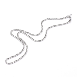 Stainless Steel Color 304 Stainless Steel Diamond Cut Cuban Link Chain Necklaces, with Lobster Claw Clasps, Stainless Steel Color, 22.04 inch (56cm)