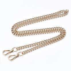 Light Gold Bag Chains Straps, Iron Curb Link Chains, with Alloy Swivel Clasps, for Bag Replacement Accessories, Light Gold, 1200x9mm