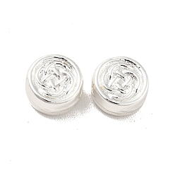 Silver Rack Plating Alloy Beads, Long-Lasting Plated, Cadmium Free & Lead Free, Flat Round with Flower, Silver, 6x3mm, Hole: 1.4mm