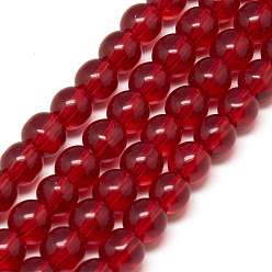 Cramoisi Chapelets de perles en verre, ronde, rouge, environ 4 mm de diamètre, Trou: 0.5mm, Environ 80 pcs/chapelet, 13 pouce